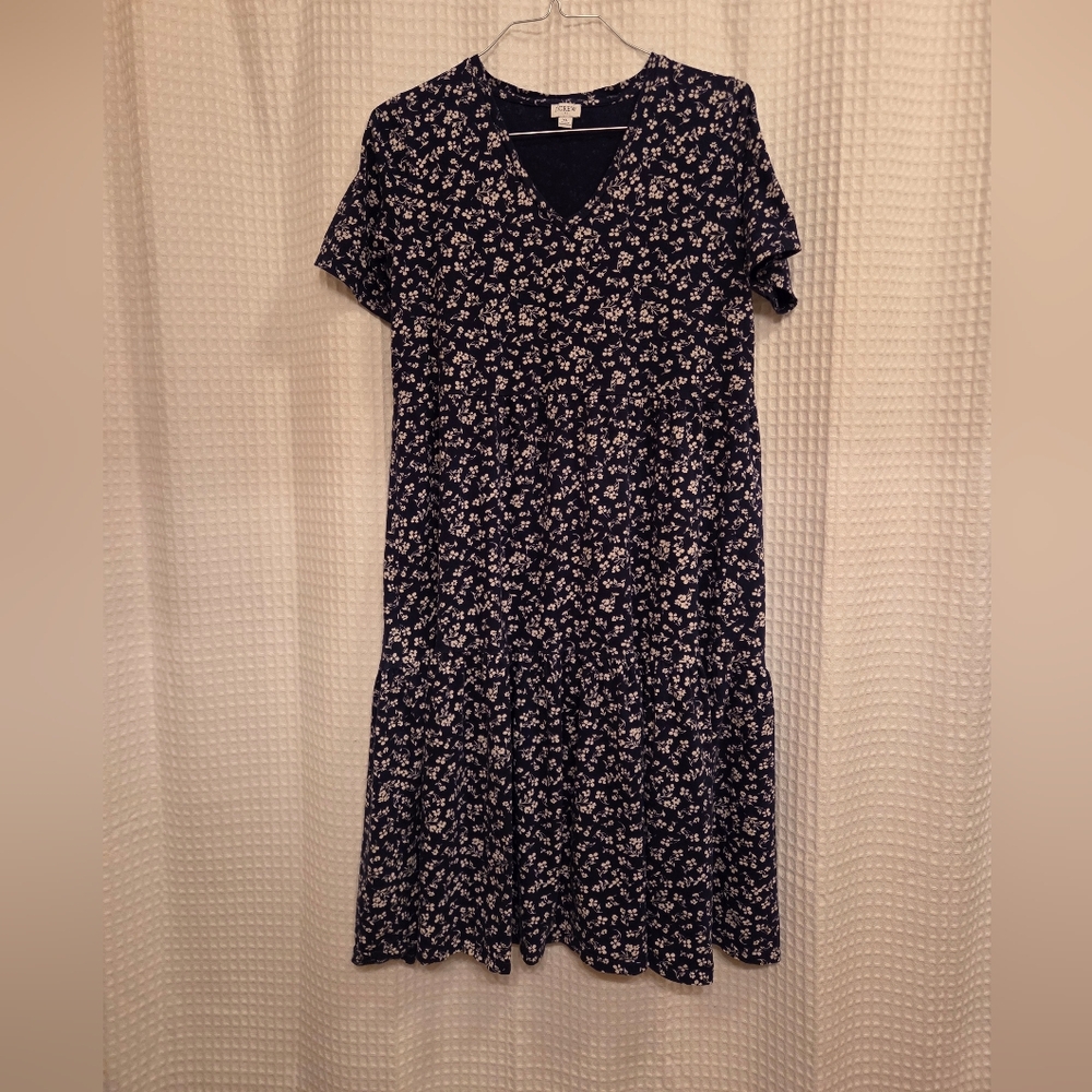 J. Crew Navy Floral Midi Dress